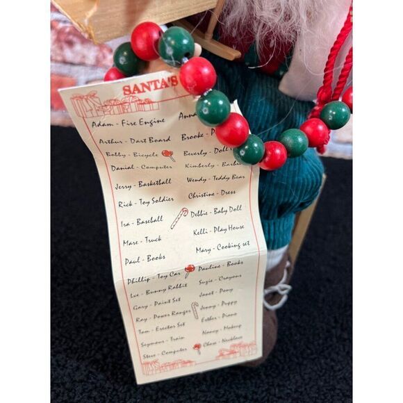 Vintage Santa Claus Figurine In Chair With List & Holiday Decorations - Picture 4 of 5